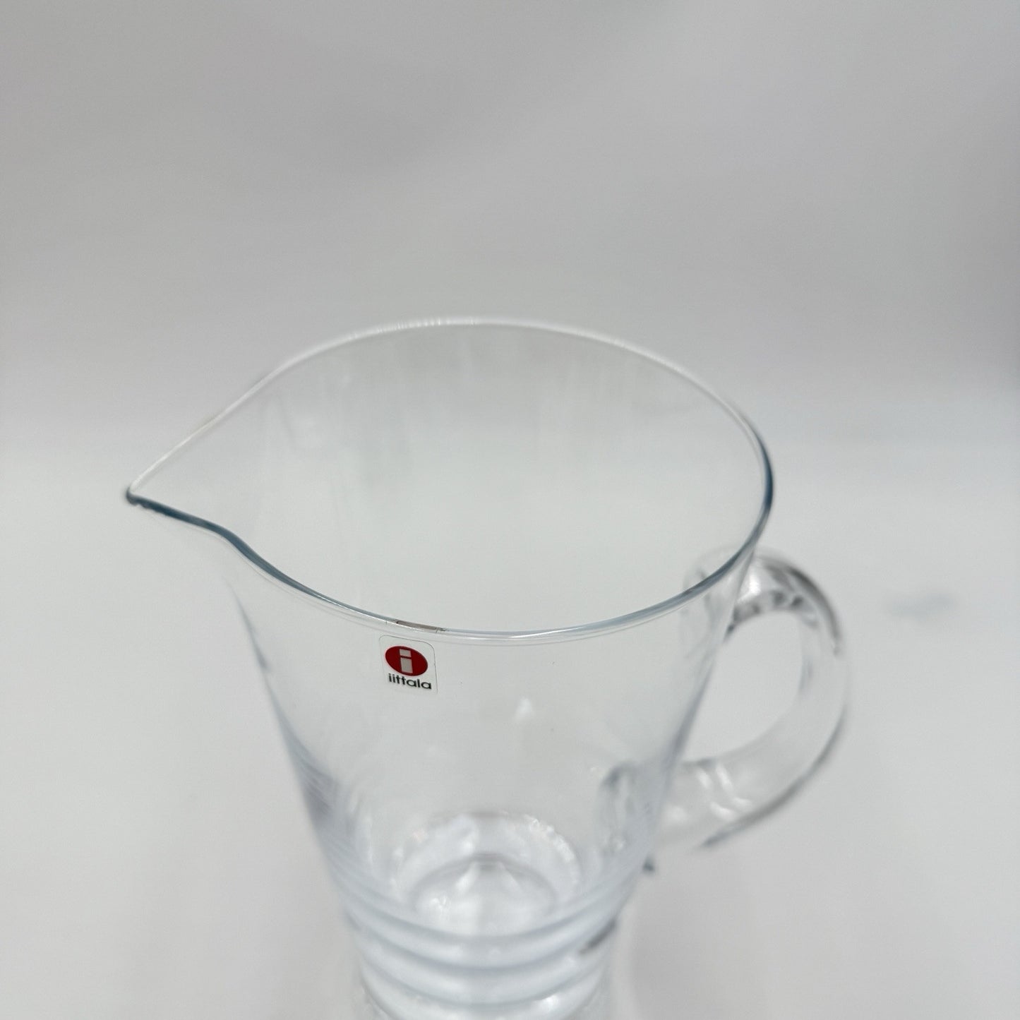 iittala Aarne glass pitcher by Göran Hongell Findland 9” Mouth Blow Glass