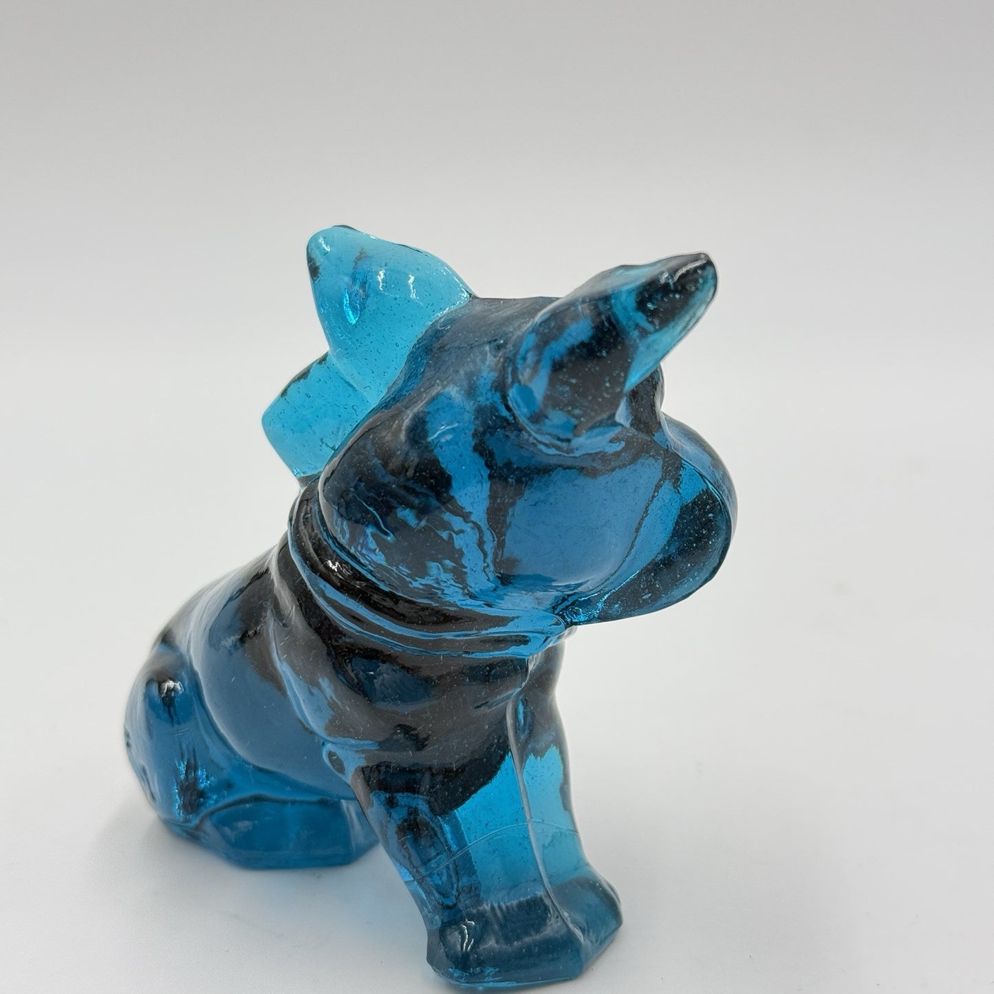 MCM Imperial Art Glass Bulldog Parlour Blue Figurine Rare 3” Paperweight Vintage