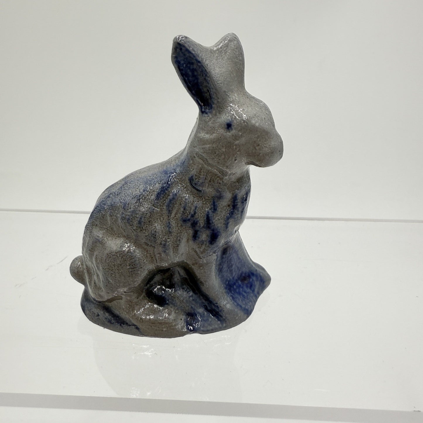 Rowe Pottery Works Rabbit Figurine Salt Glaze 3" BUNNY 1990 Blue Gray Easter