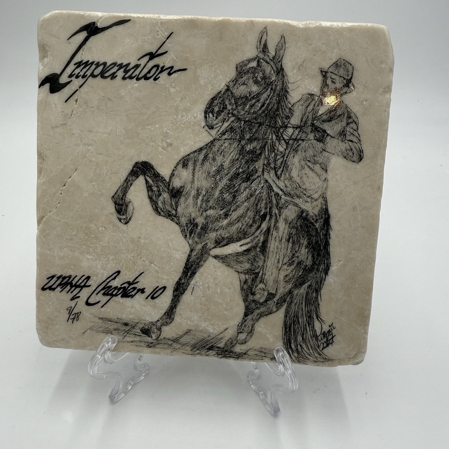 IMPERATOR UPHA Chapter 10 Fine Art in Stone Horseman Sketch 6x6 Tile Kim Marie