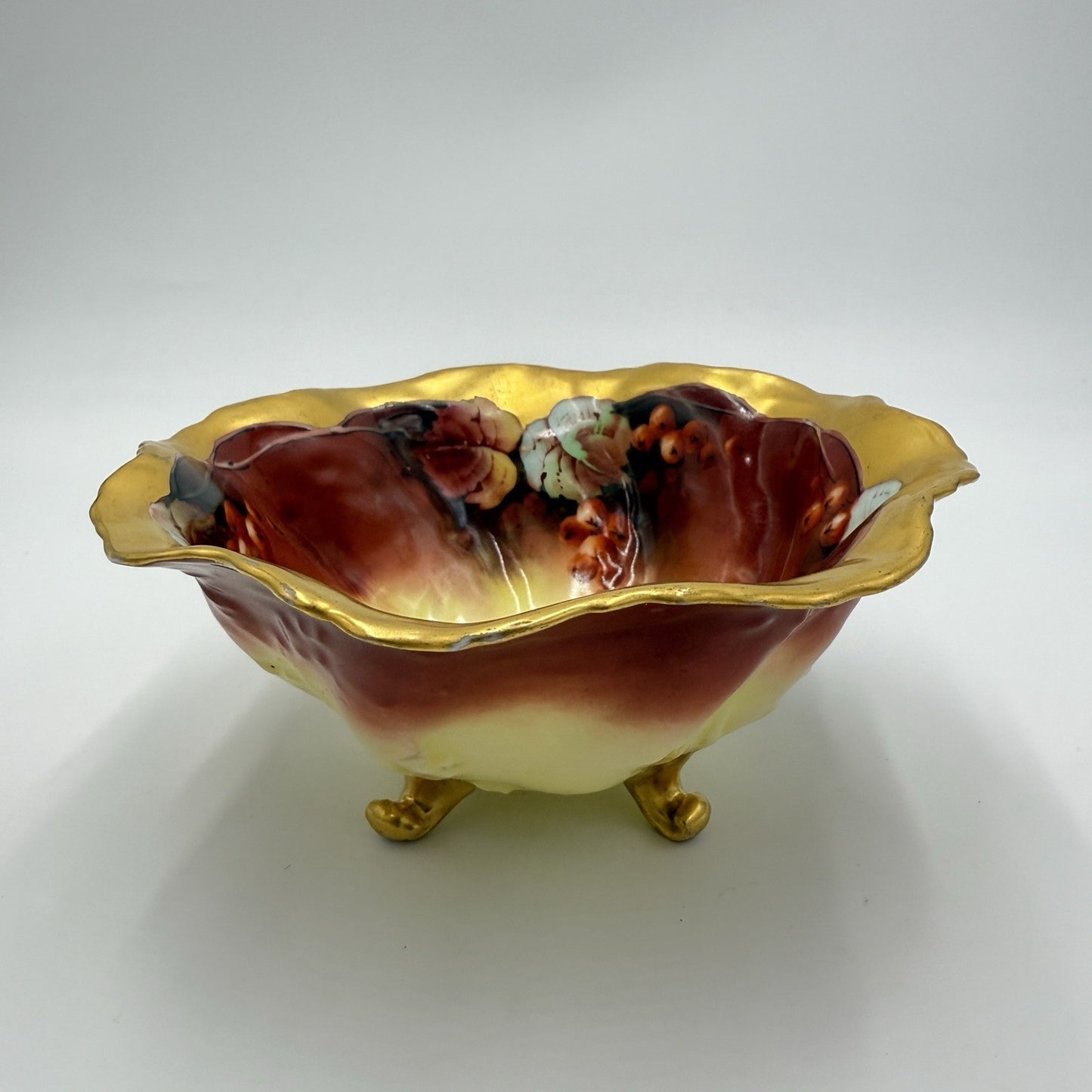 Antique Martin Limoges France Porcelain Painted Footed Bowl Pickard 1900 Gold