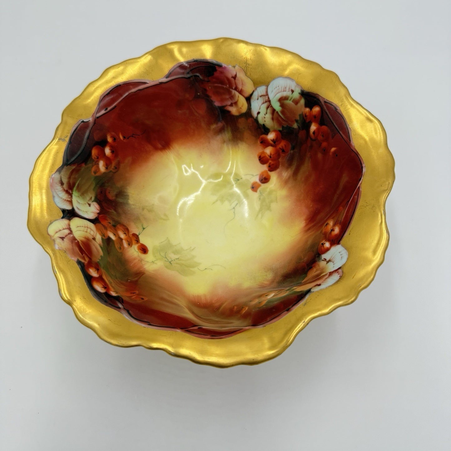 Antique Martin Limoges France Porcelain Painted Footed Bowl Pickard 1900 Gold