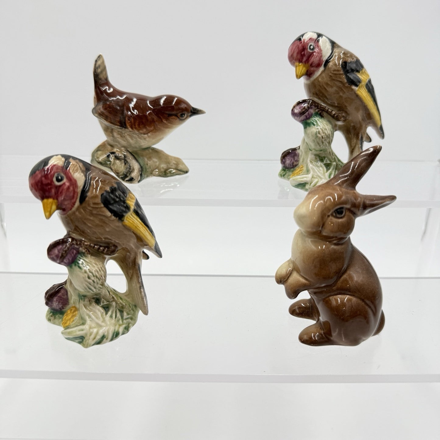Vintage Beswick England Porcelain Set Figurines Goldfinch Wren Bunny