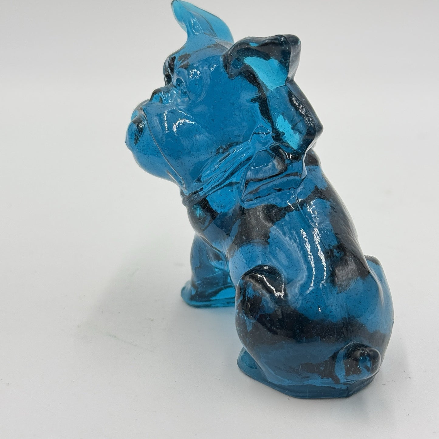 MCM Imperial Art Glass Bulldog Parlour Blue Figurine Rare 3” Paperweight Vintage