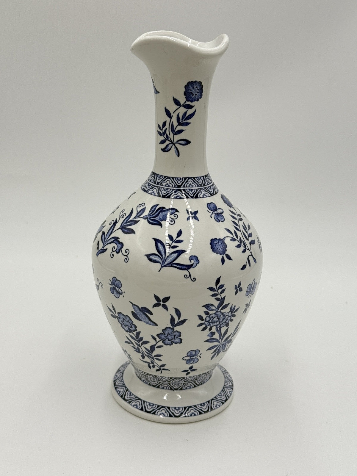 Coalport England Porcelain Blue & White Blue Onion Vase 10in Limited Edition