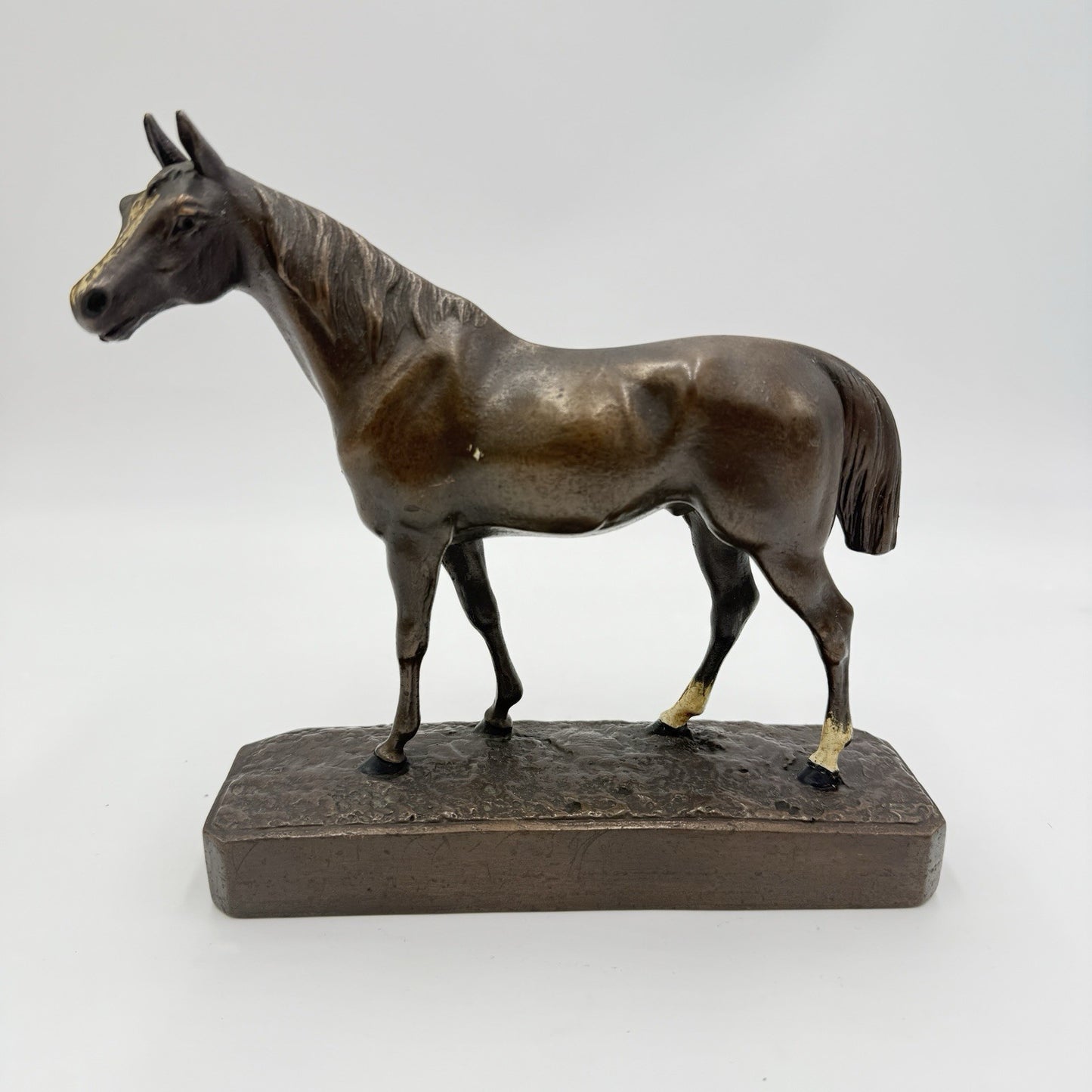 Vintage Bronze Solid Horse Sculpture Figurine