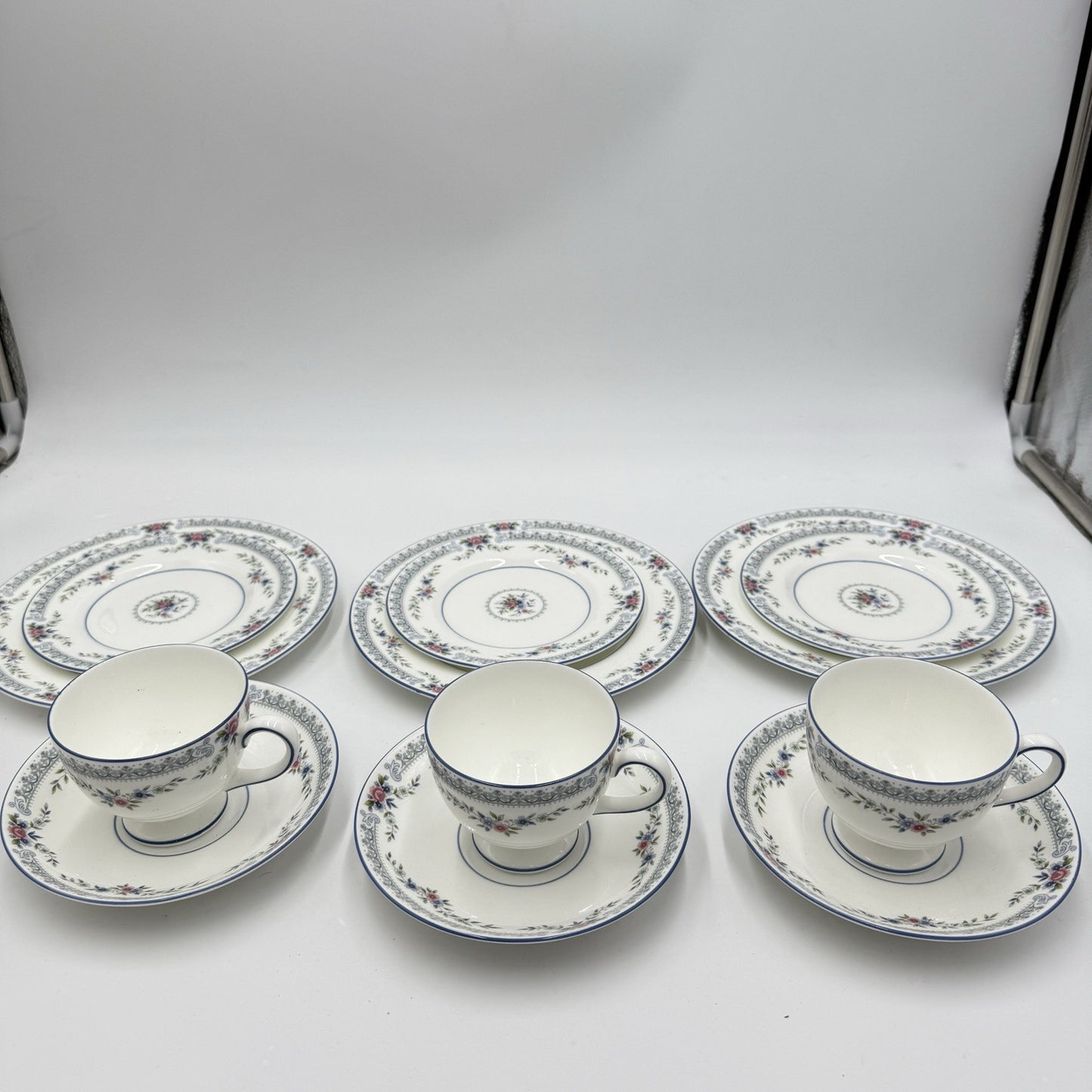 Wedgwood Rosedale English Bone China Tea Cups Saucers Dessert Salad Plates