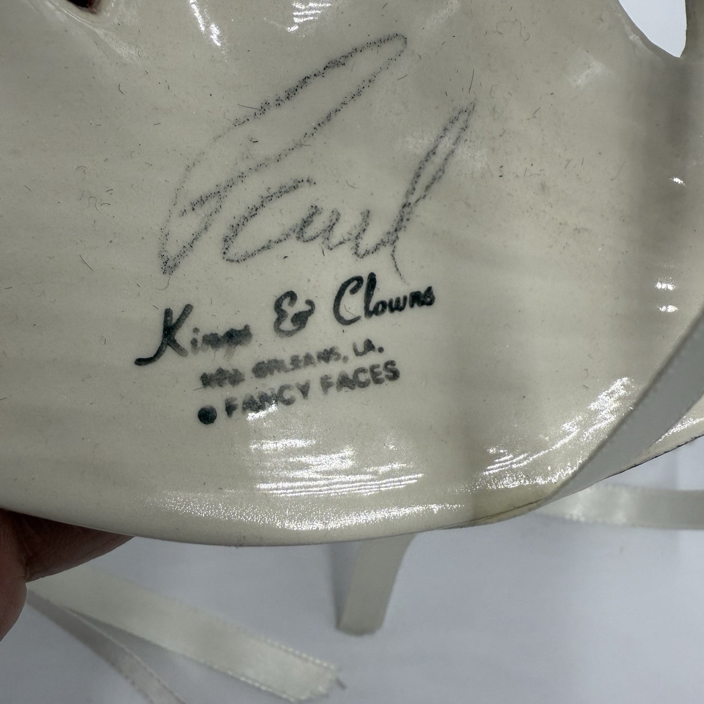 Kings & Clowns Fancy Faces Mask NEW ORLEANS MARDI GRAS Signed VTG Ceramic 7.25”
