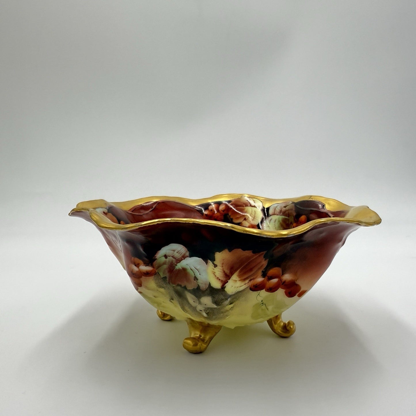 Antique Martin Limoges France Porcelain Painted Footed Bowl Pickard 1900 Gold
