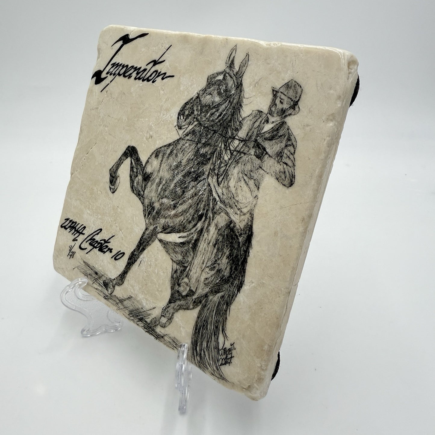 IMPERATOR UPHA Chapter 10 Fine Art in Stone Horseman Sketch 6x6 Tile Kim Marie