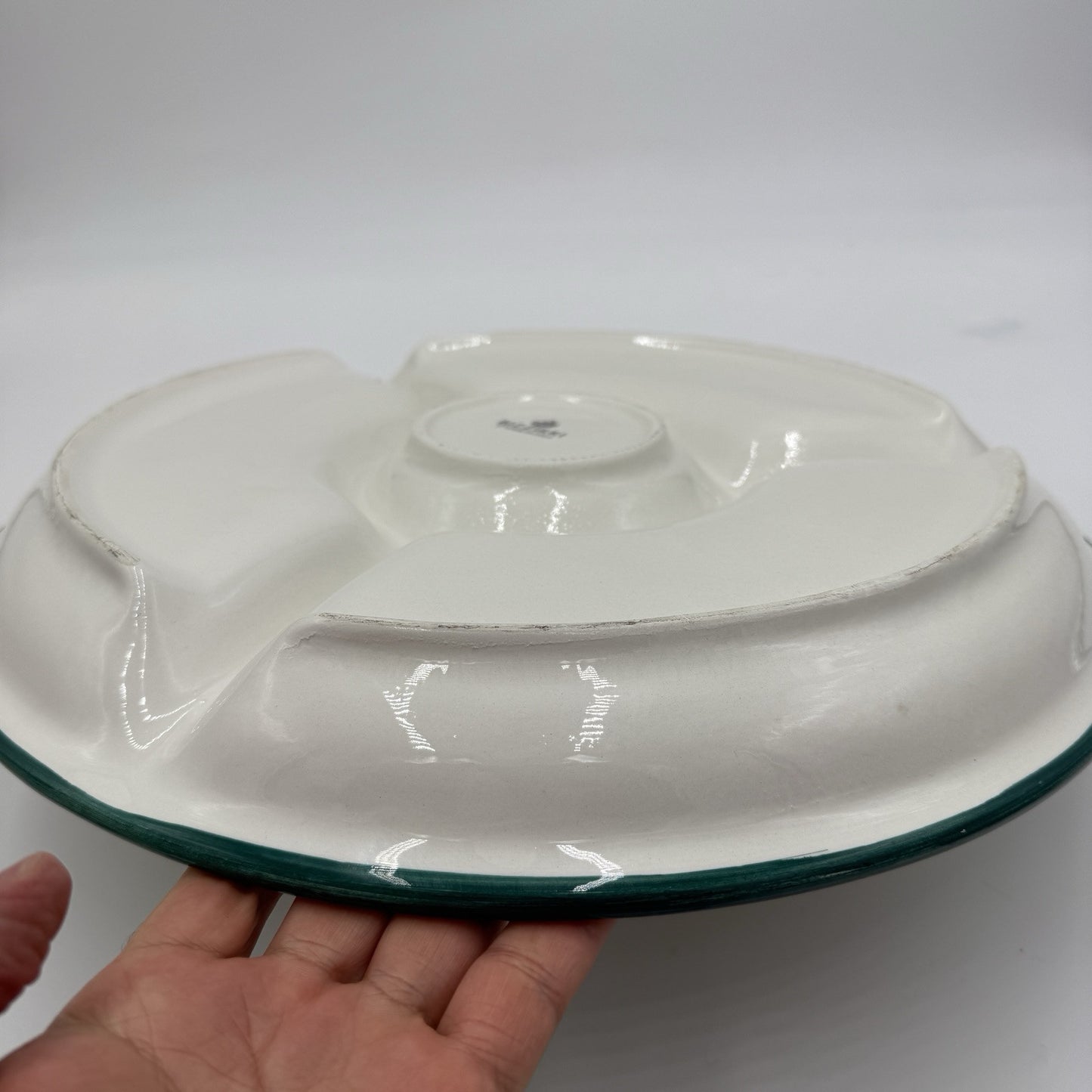 Large Bizzirri Italy Ceramic divided Serving Platter Hand Painted Pottery 16”x2