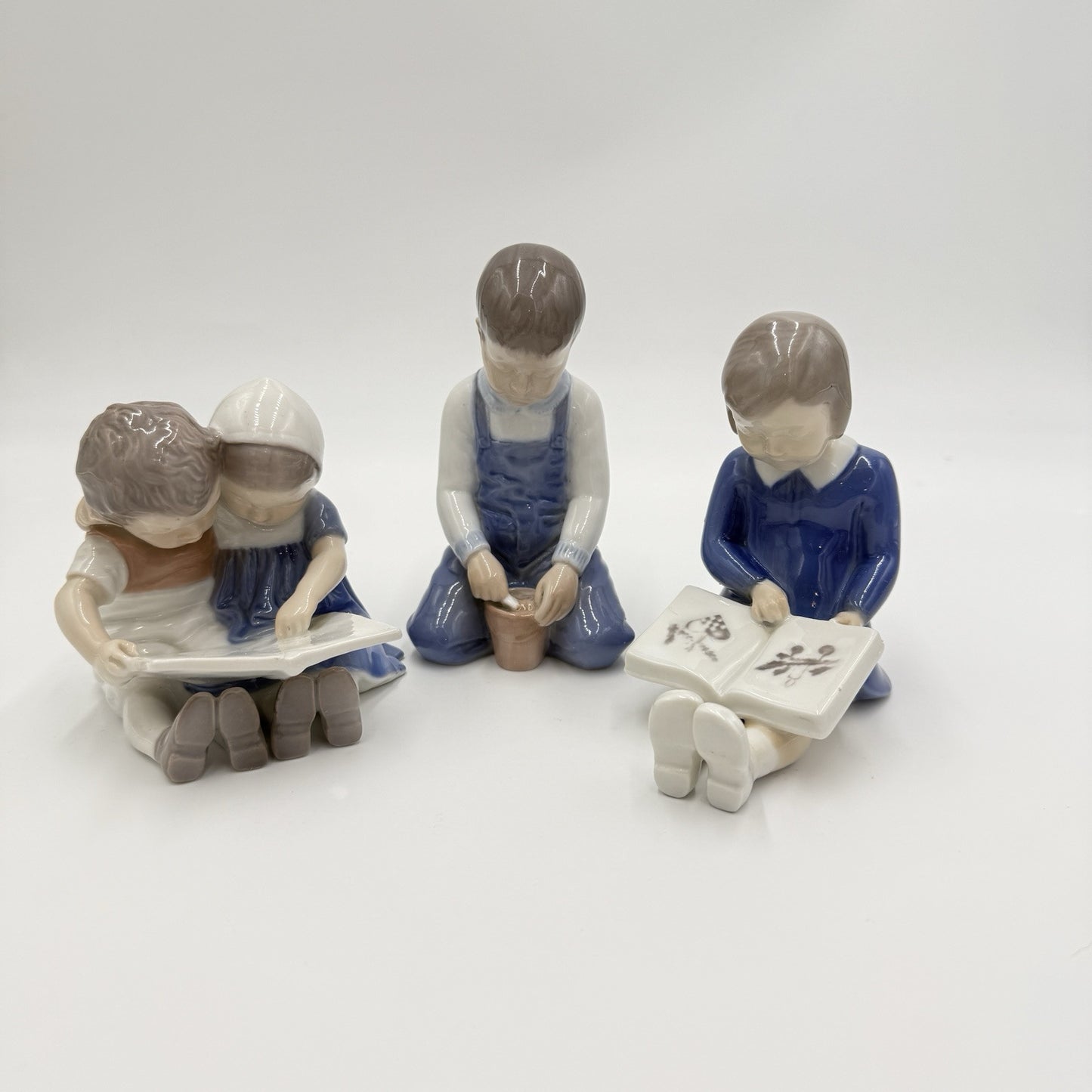 B&G Royal Copenhagen Porcelain Denmark Figurines Vintage Children Reading