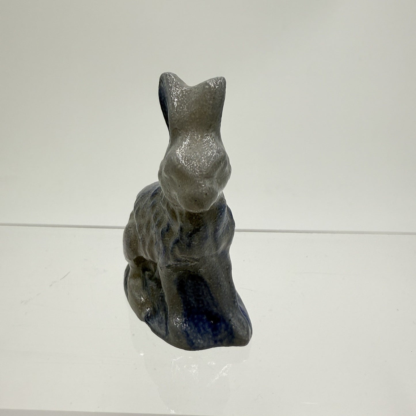 Rowe Pottery Works Rabbit Figurine Salt Glaze 3" BUNNY 1990 Blue Gray Easter