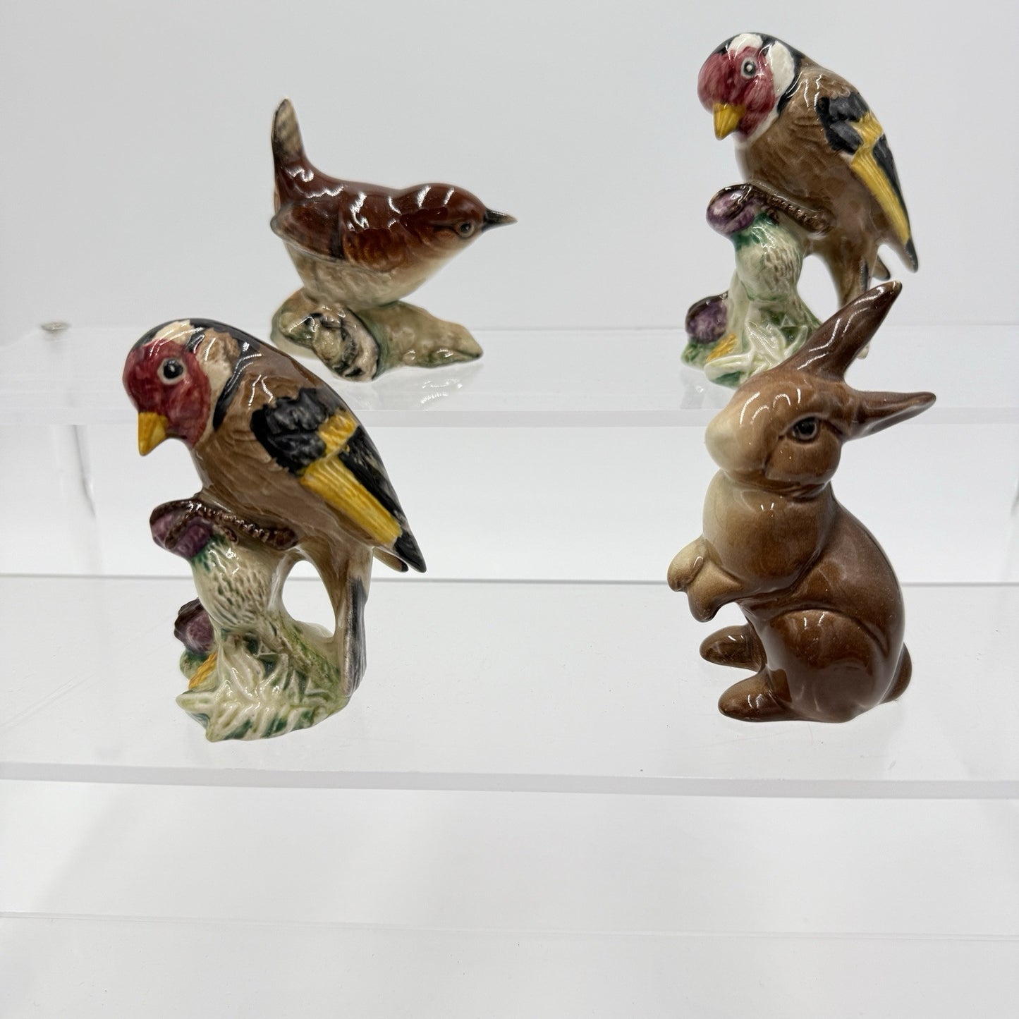 Vintage Beswick England Porcelain Set Figurines Goldfinch Wren Bunny