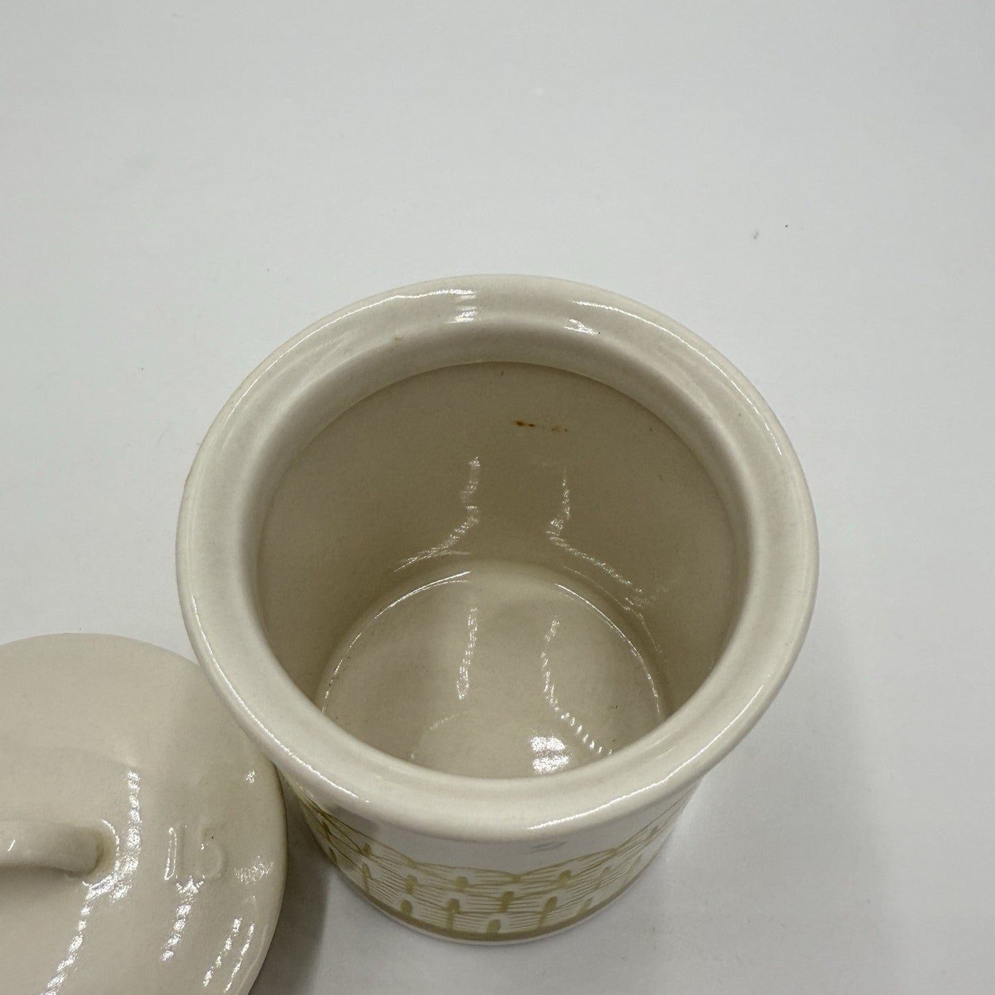 Anthropologie Nature Table Canister Lidded Jar Ceramic Yellow 4.5”