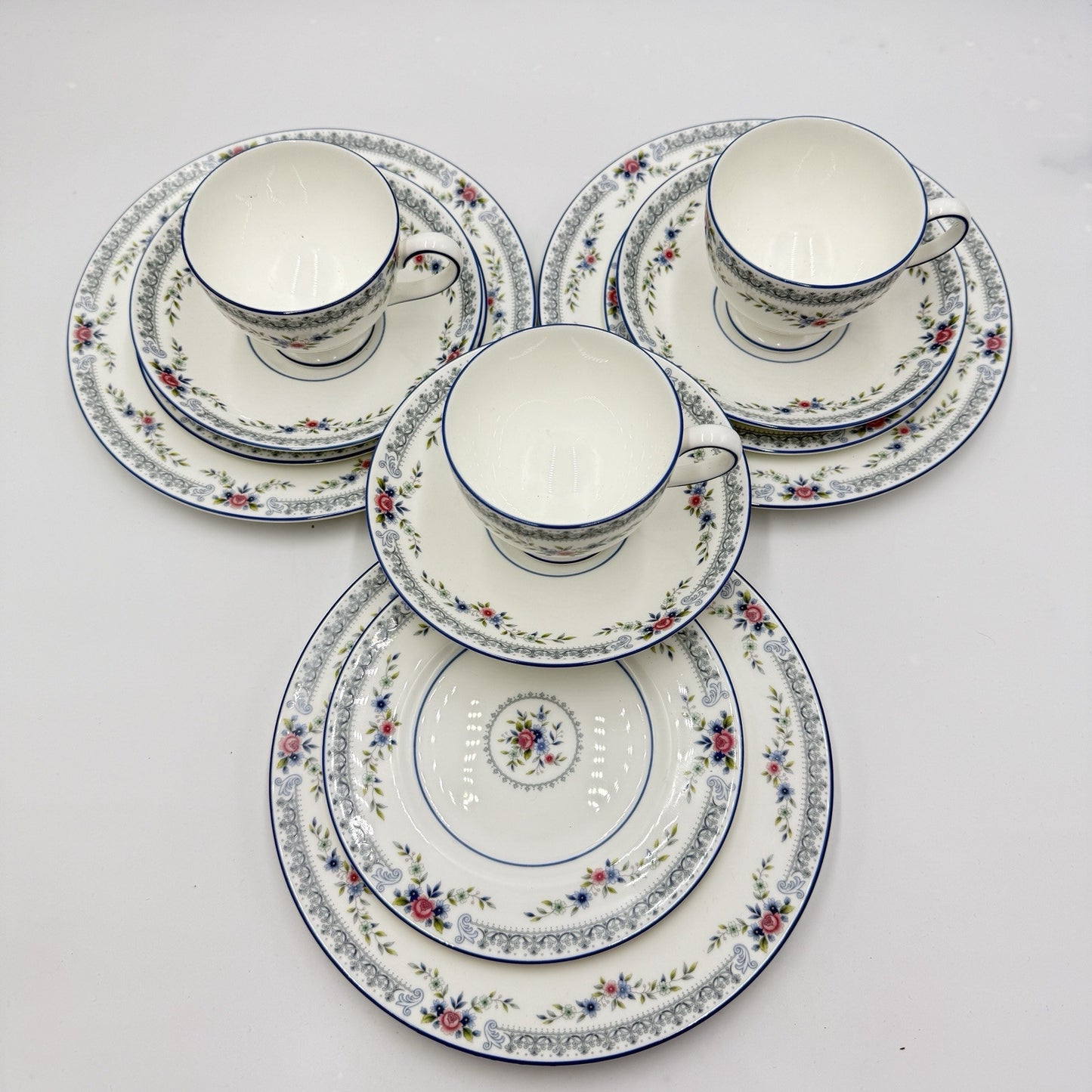 Wedgwood Rosedale English Bone China Tea Cups Saucers Dessert Salad Plates
