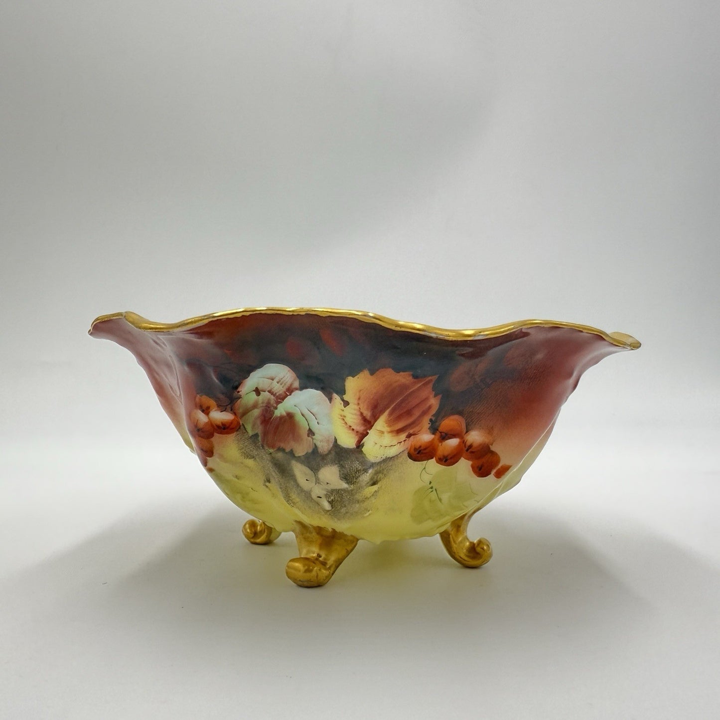 Antique Martin Limoges France Porcelain Painted Footed Bowl Pickard 1900 Gold