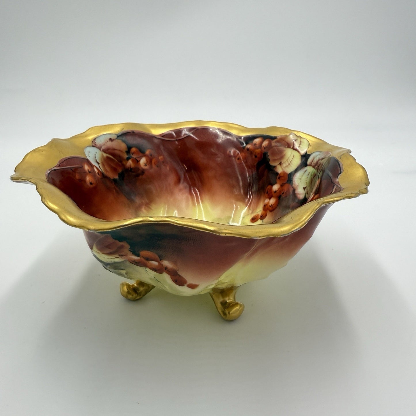 Antique Martin Limoges France Porcelain Painted Footed Bowl Pickard 1900 Gold