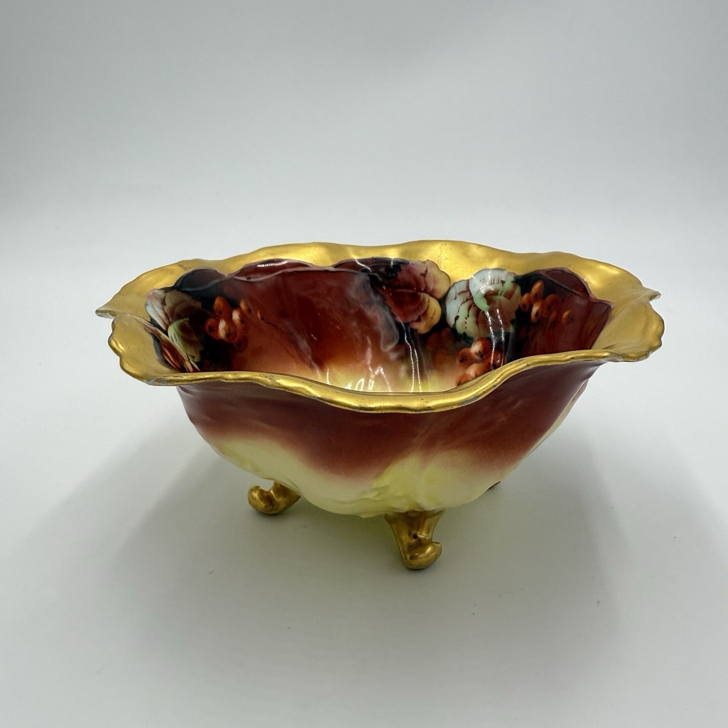 Antique Martin Limoges France Porcelain Painted Footed Bowl Pickard 1900 Gold