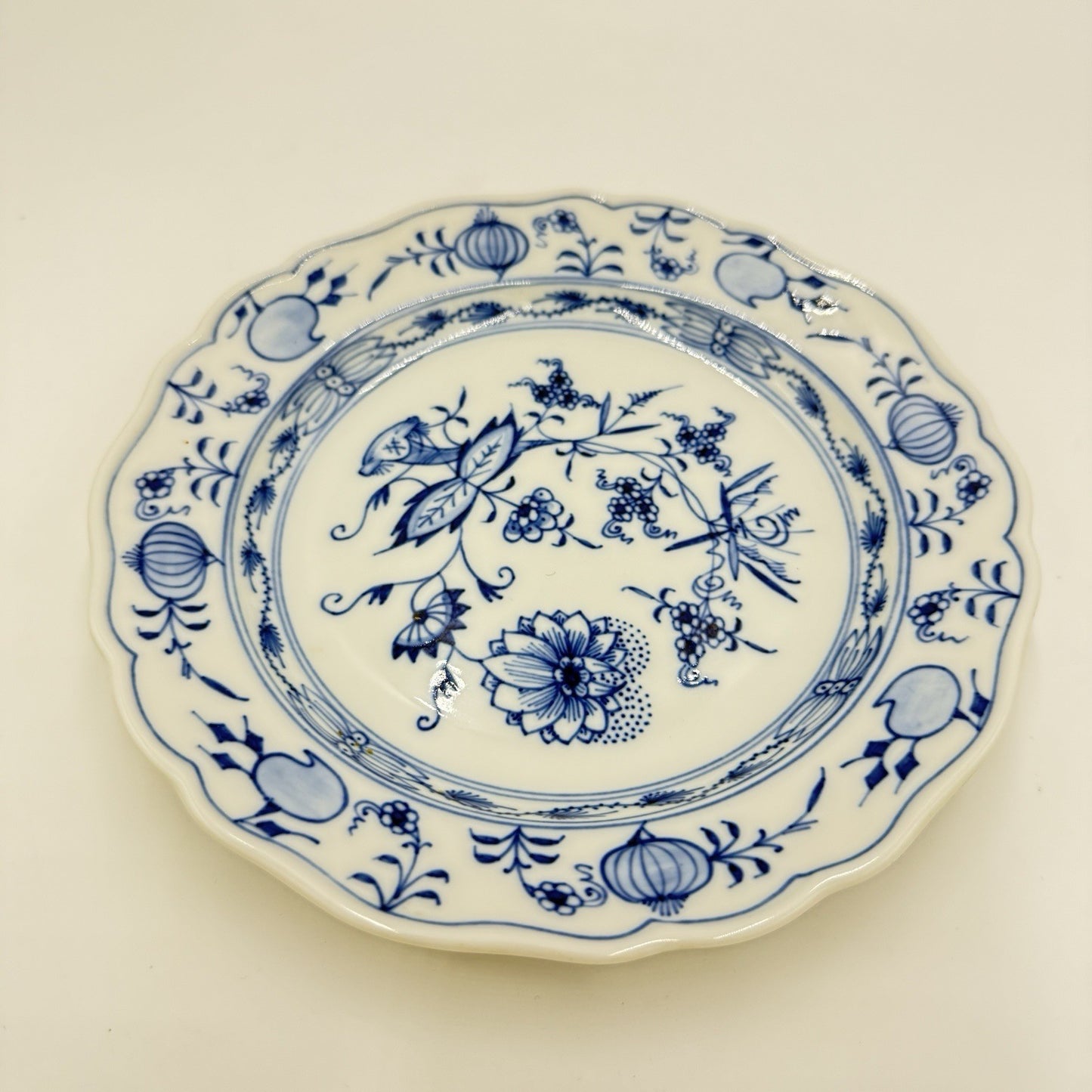 Antique Ernst Teichert Porcelain MEISSEN Blue Onion Plate 7” Germany