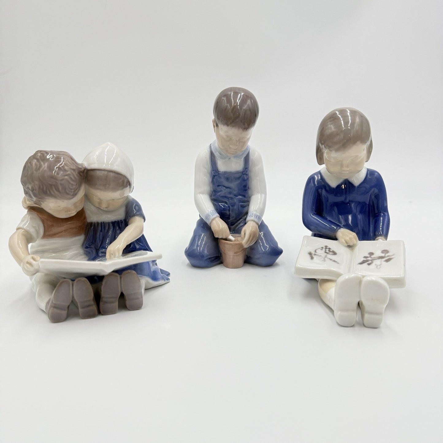 B&G Royal Copenhagen Porcelain Denmark Figurines Vintage Children Reading
