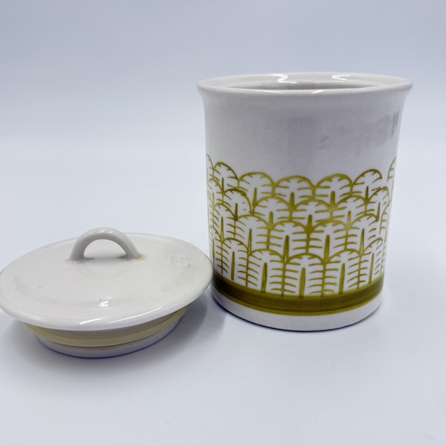 Anthropologie Nature Table Canister Lidded Jar Ceramic Yellow 4.5”