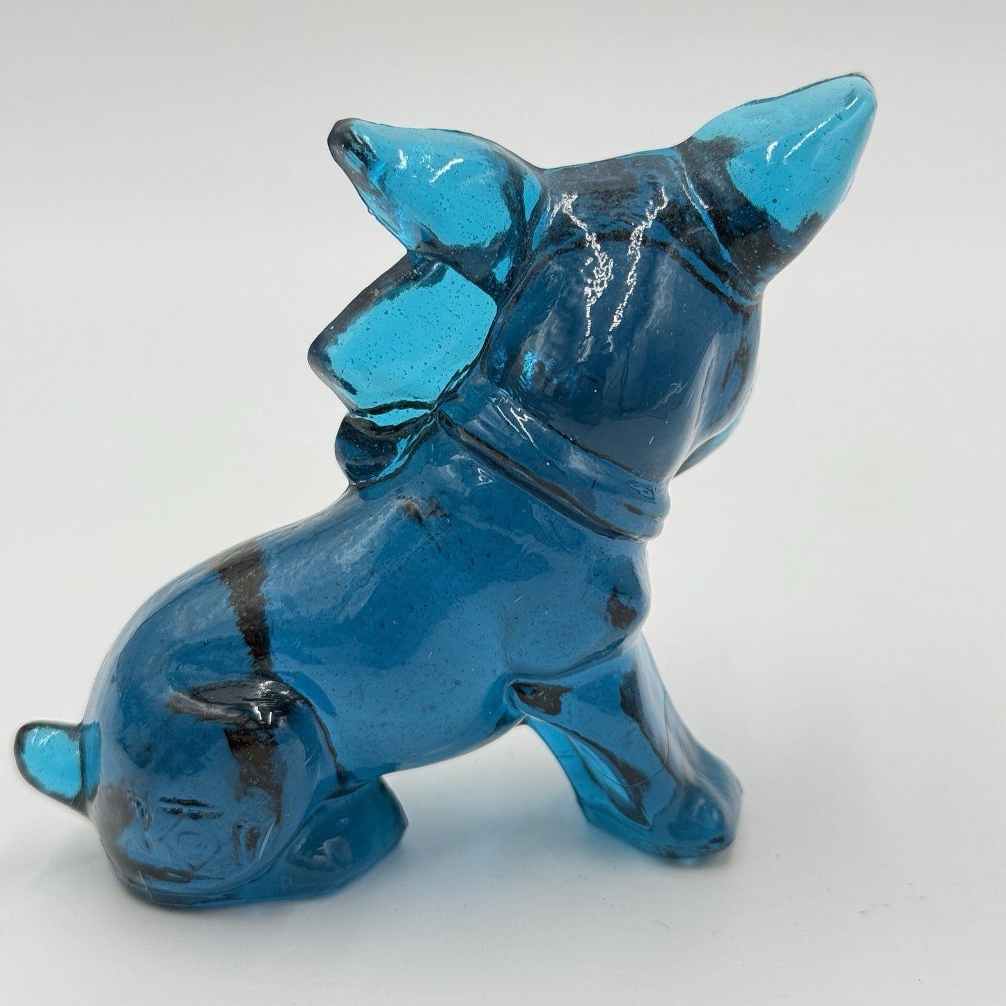 MCM Imperial Art Glass Bulldog Parlour Blue Figurine Rare 3” Paperweight Vintage