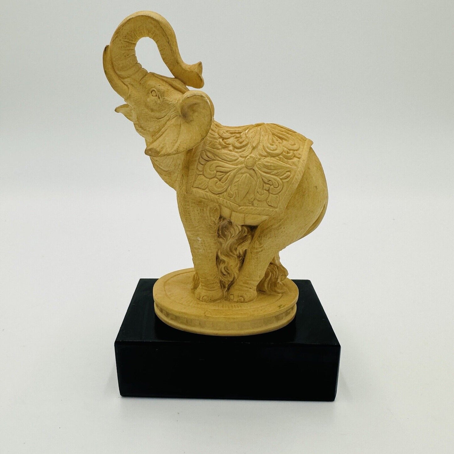 Elephant Hand Carved Alabaster Figurine Marble Base Italy A. Giannelli Home Deco
