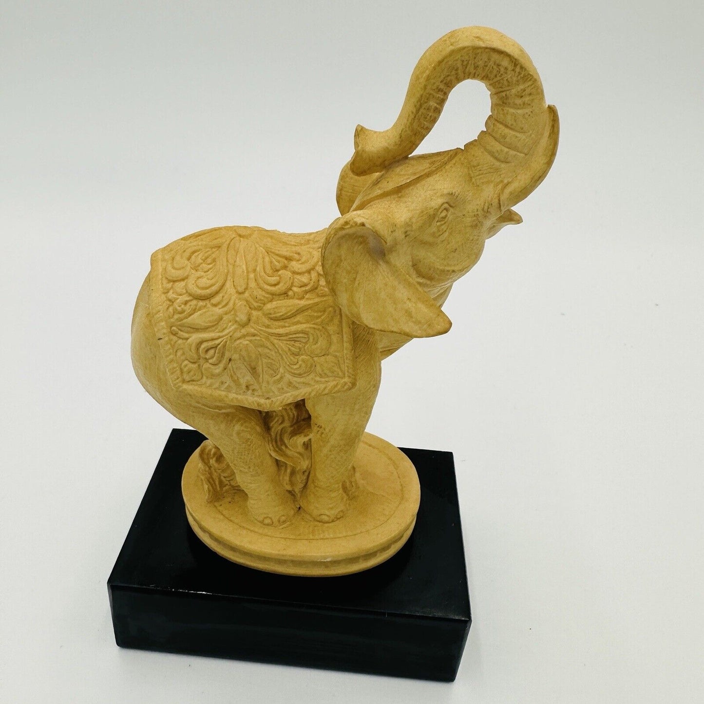 Elephant Hand Carved Alabaster Figurine Marble Base Italy A. Giannelli Home Deco