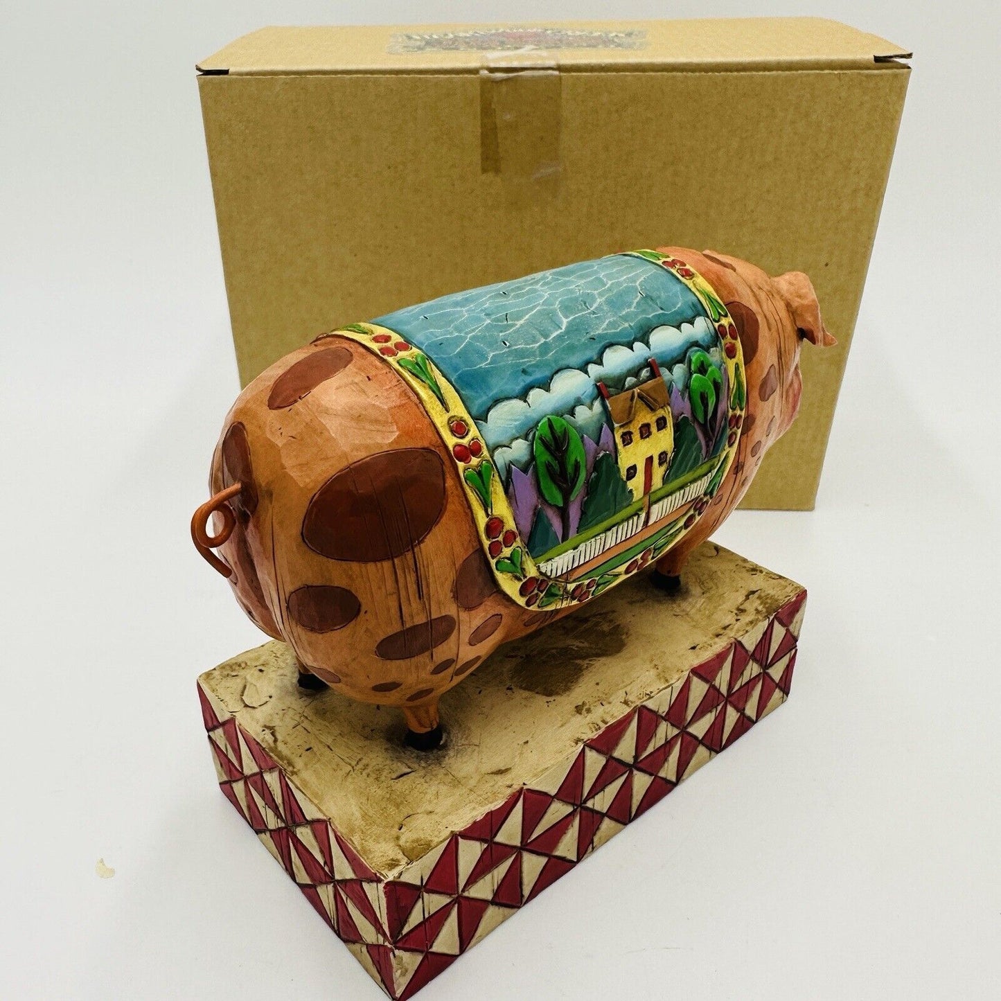 Jim Shore 2003 Country Heritage Pig Figurine Quilt Enesco Heartwood Creek 117142