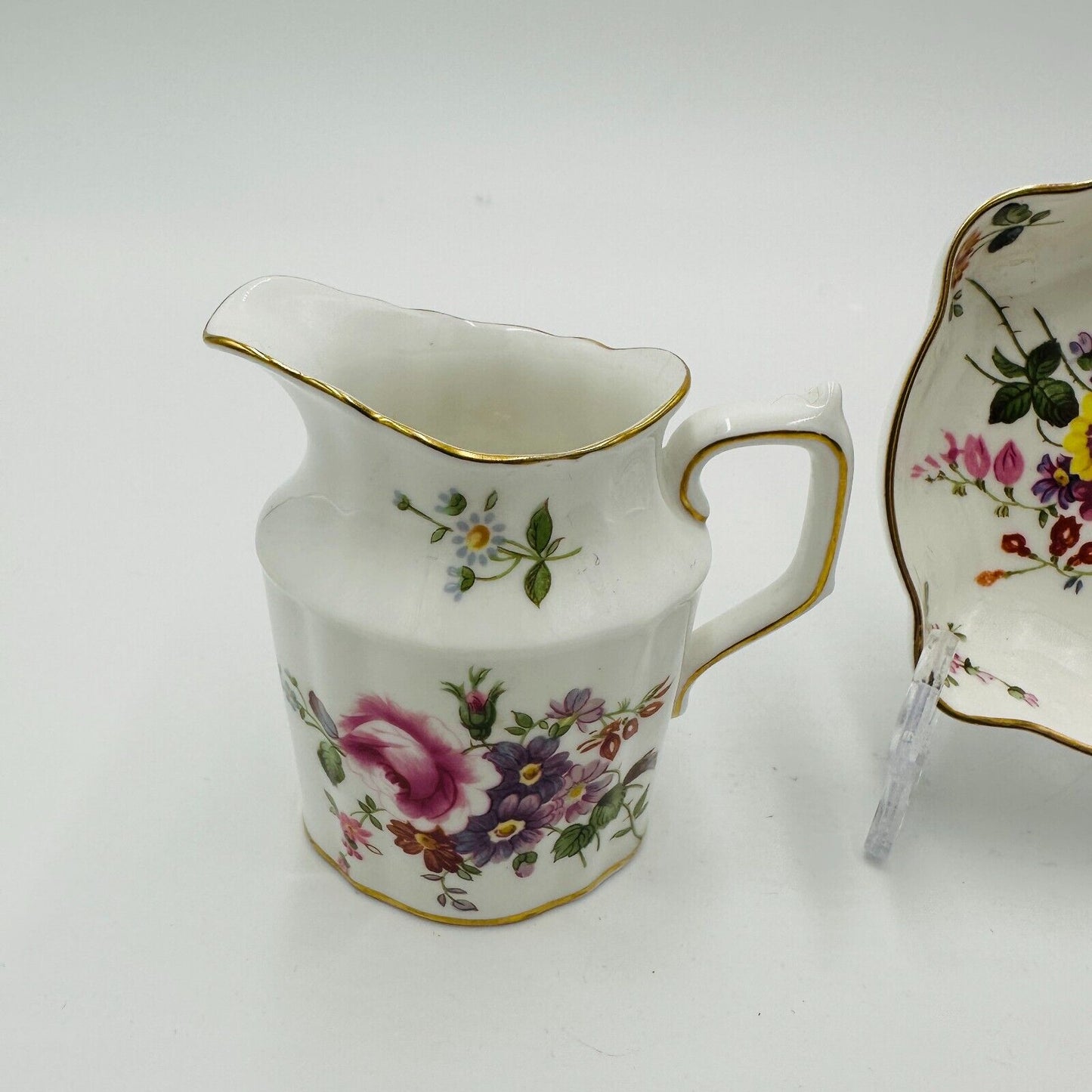 Royal Crown Derby Derby Posies Creamer with Square Dish Porcelain England Home