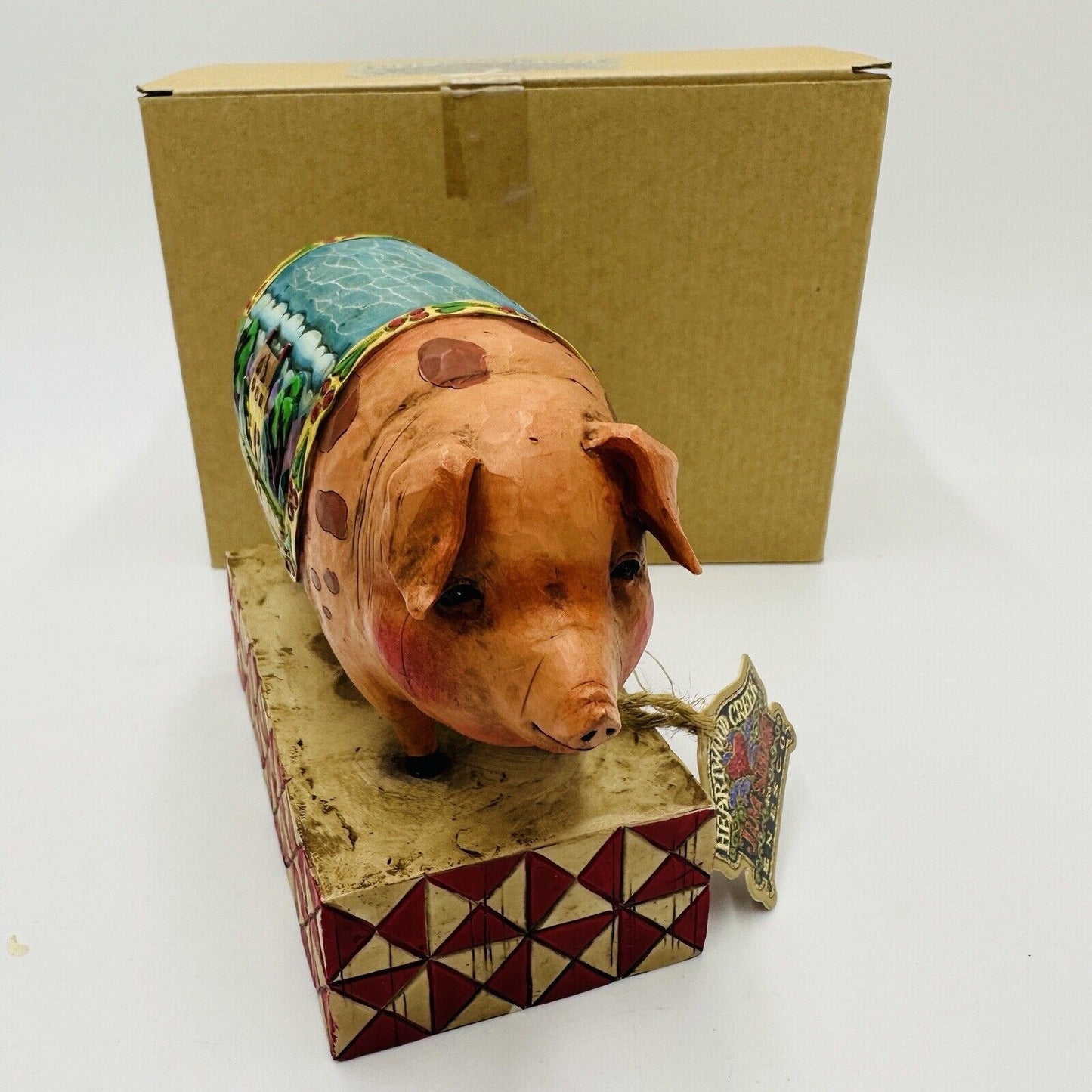 Jim Shore 2003 Country Heritage Pig Figurine Quilt Enesco Heartwood Creek 117142