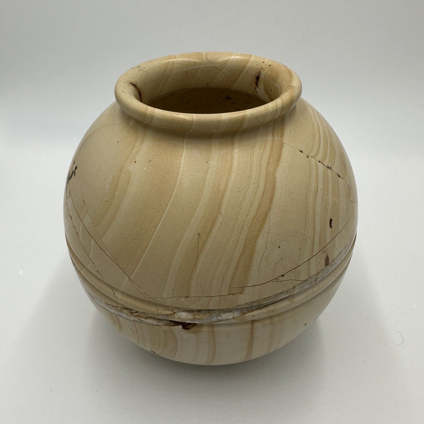 Sedlak Interior Marble Vase Urn USA Crackled Design Stone Heavy Home Decor