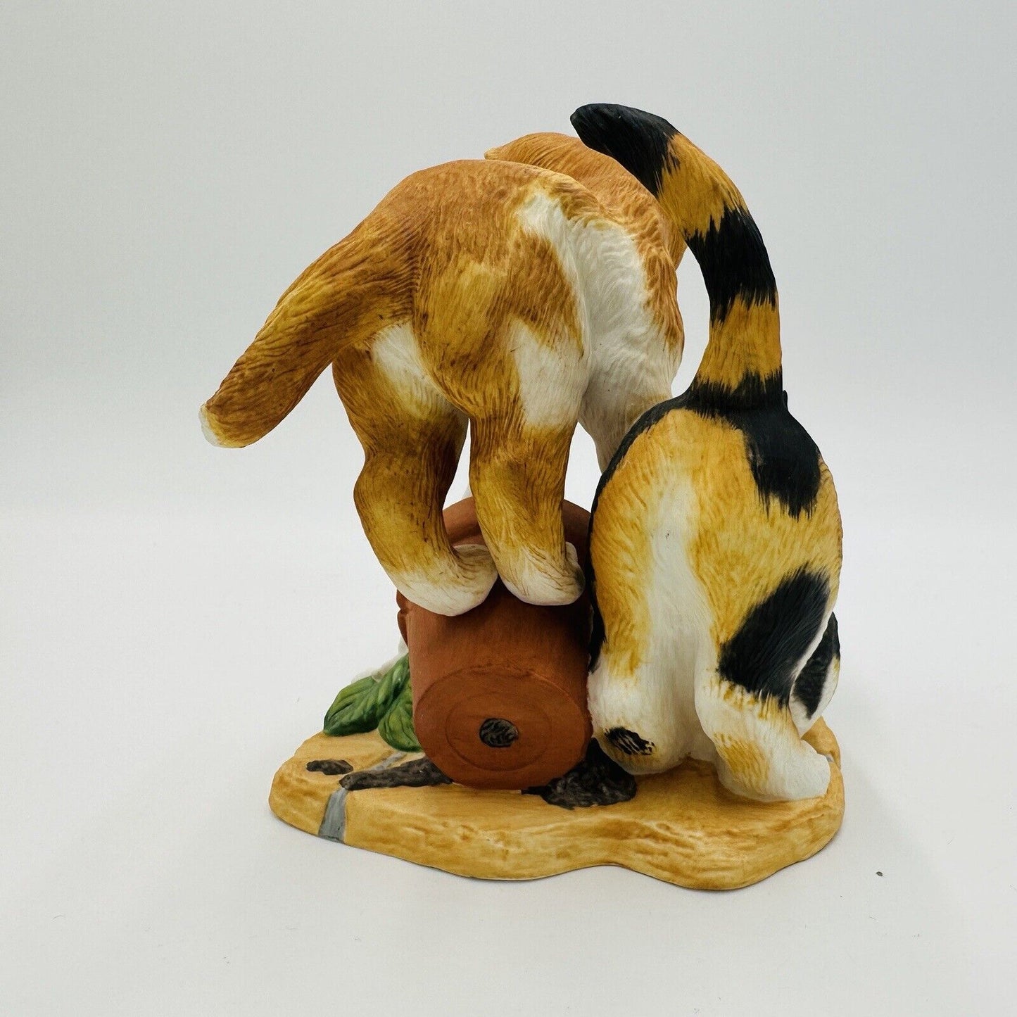 The Franklin Mint Shenenigans' Porcelain Bisque Kittens Playing In Pot Figurine