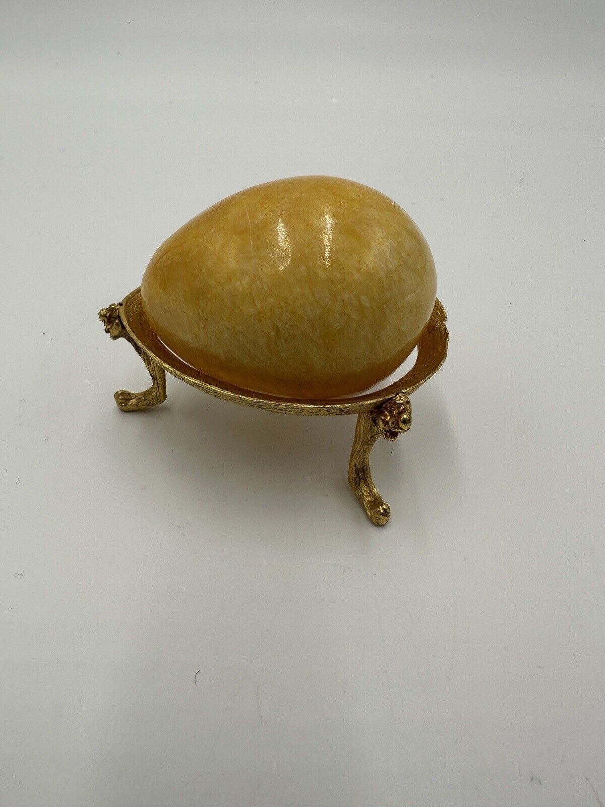 vintage Alabaster Marble Stone 3”Yellow Black Easter Eggs