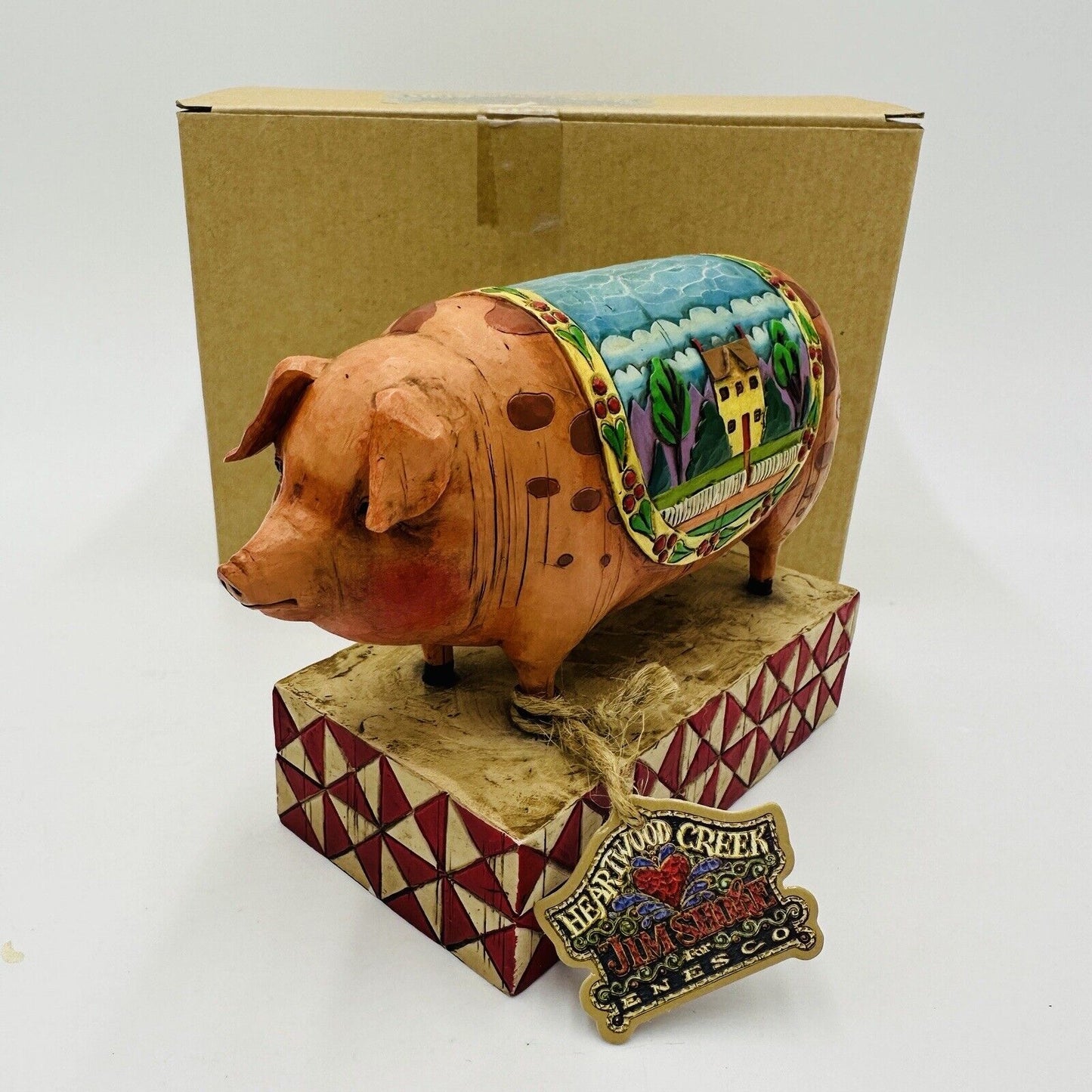 Jim Shore 2003 Country Heritage Pig Figurine Quilt Enesco Heartwood Creek 117142