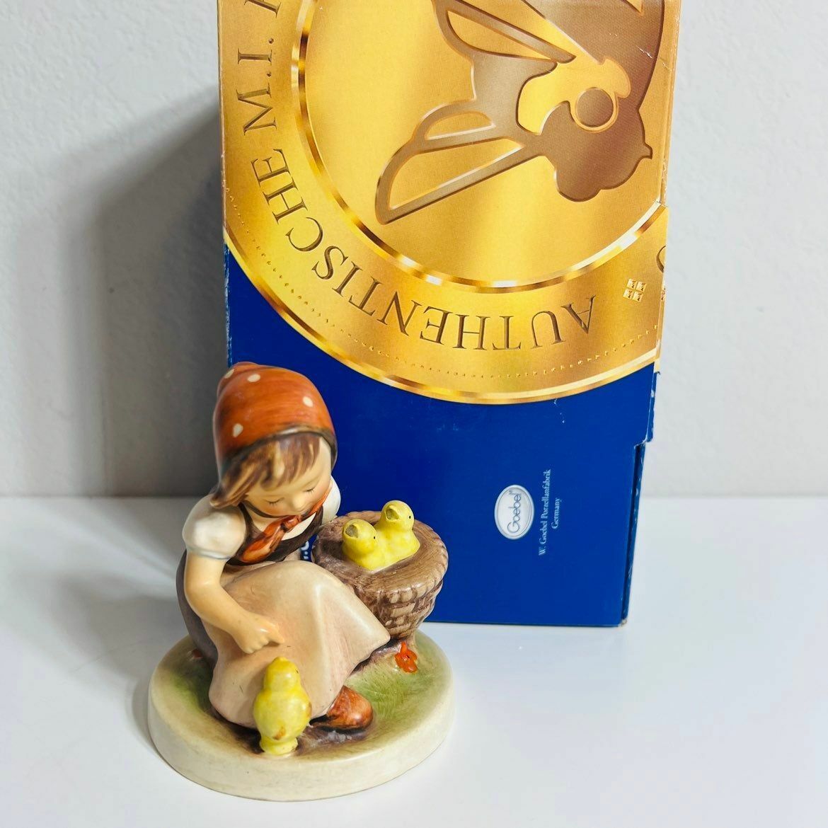 Goebel Hummel Chick Girl Figurine German Hand-Painted Sculpture Red Handkerchief