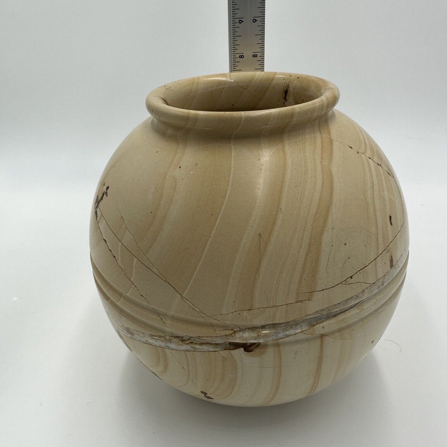 Sedlak Interior Marble Vase Urn USA Crackled Design Stone Heavy Home Decor