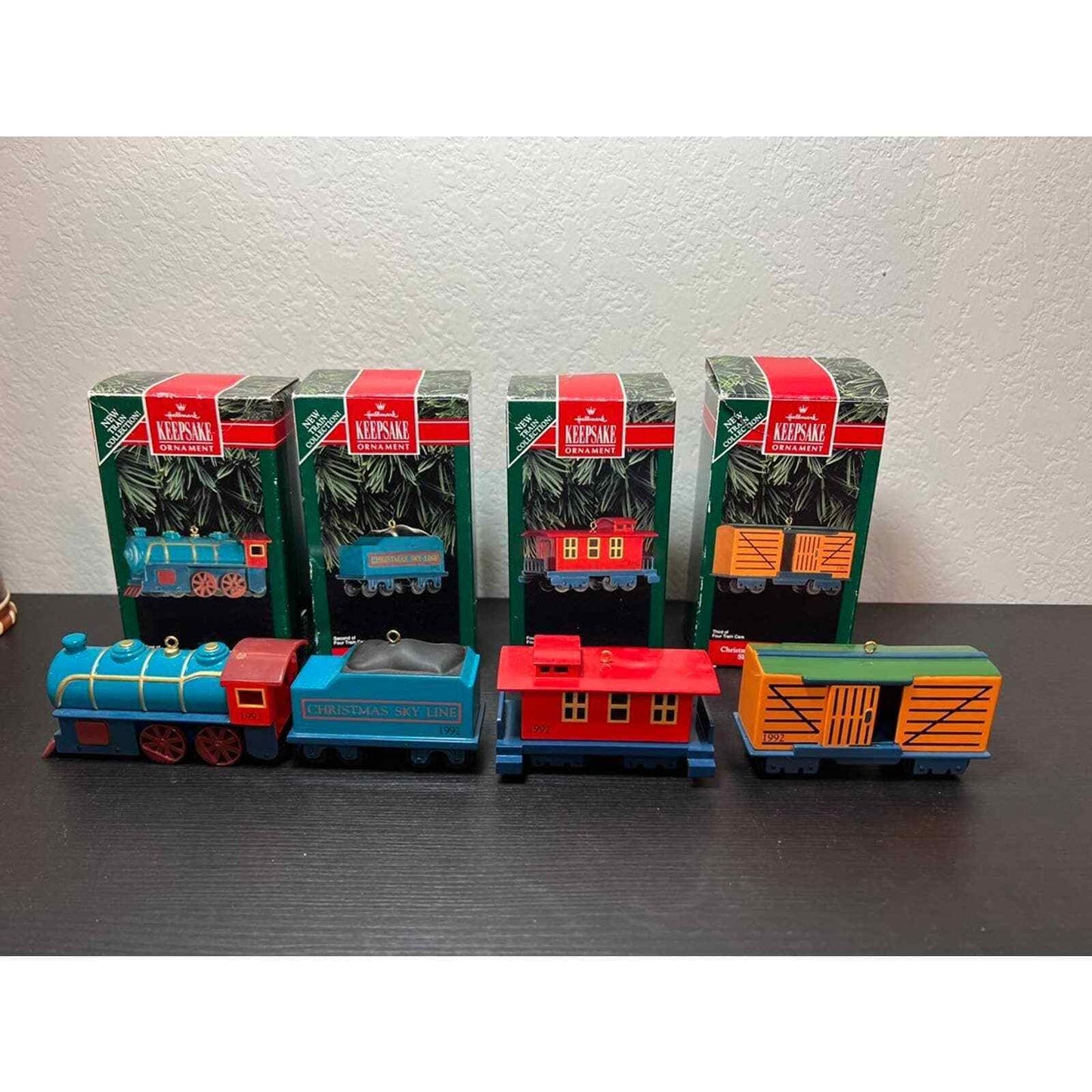 Hallmark Trains Ornaments Ski Line Collection 1992 Metal Holiday Christmas