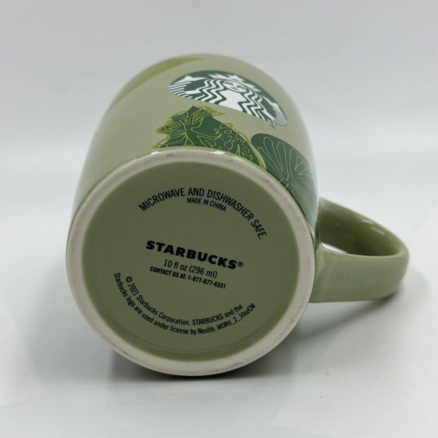 Starbucks Coffee Mug Cup 2021 Green Leaf Mermaid 10 Fl Oz 4"