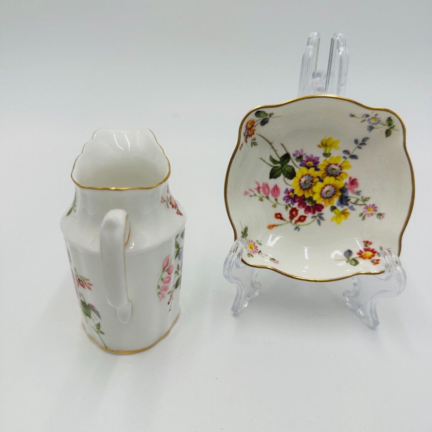 Royal Crown Derby Derby Posies Creamer with Square Dish Porcelain England Home