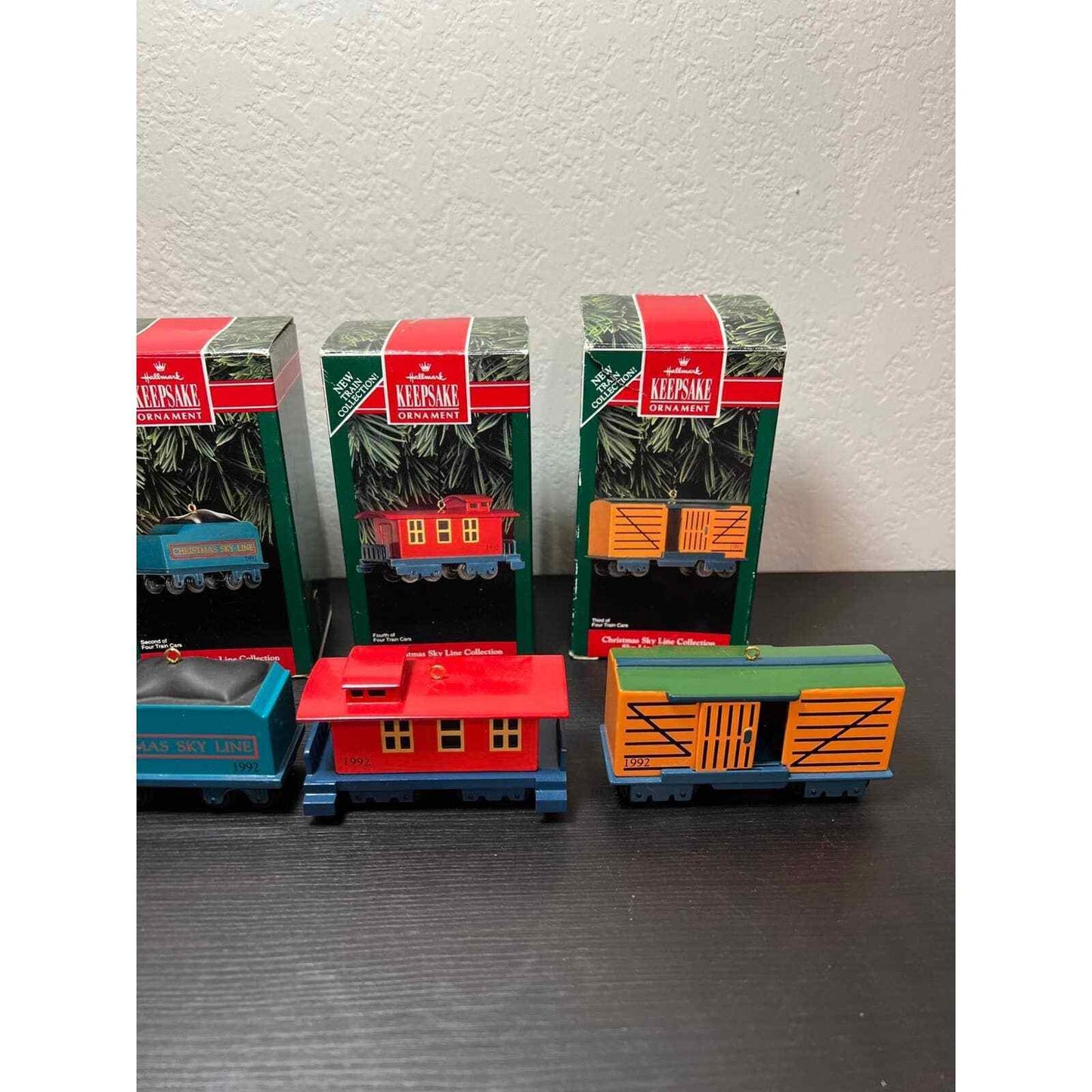 Hallmark Trains Ornaments Ski Line Collection 1992 Metal Holiday Christmas