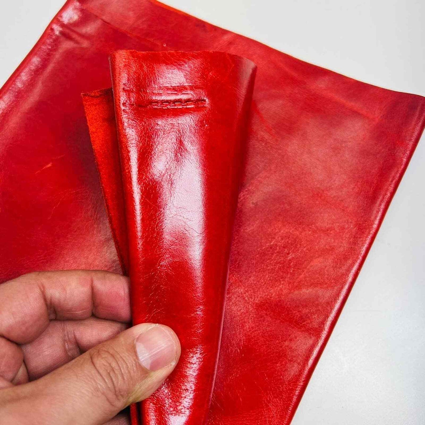 Cambridge Leather Collection Sample 23" x 24" Fabric Red