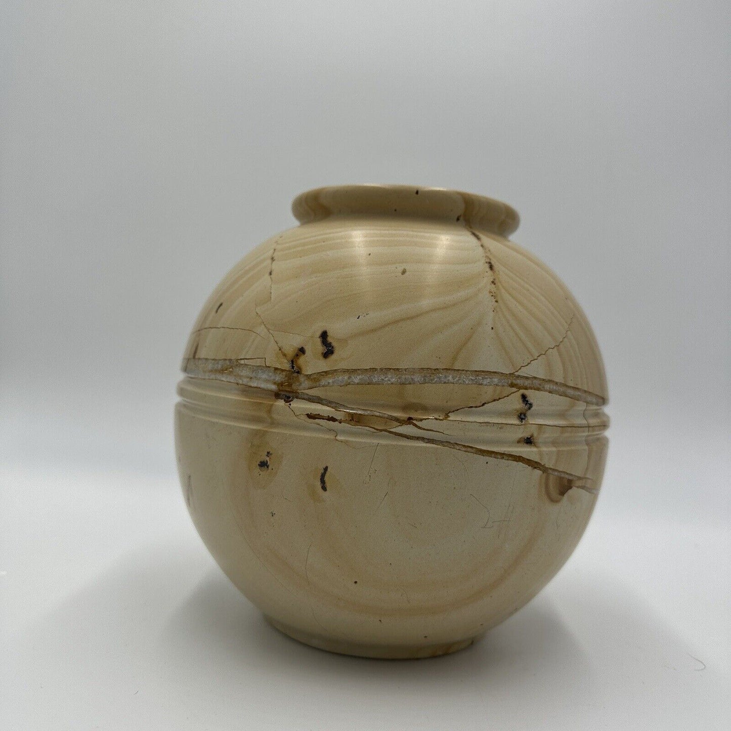 Sedlak Interior Marble Vase Urn USA Crackled Design Stone Heavy Home Decor