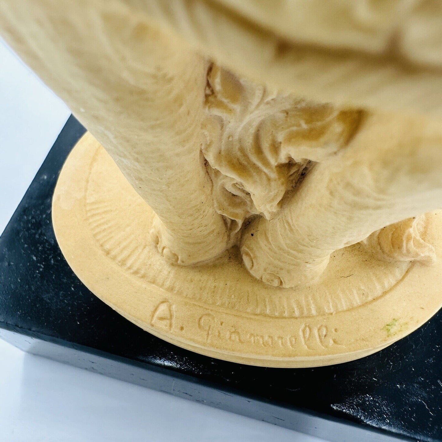 Elephant Hand Carved Alabaster Figurine Marble Base Italy A. Giannelli Home Deco