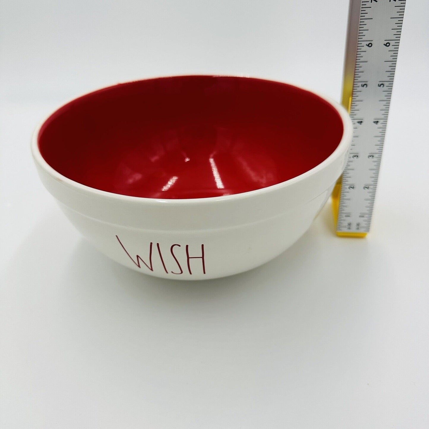 Rae Dunn By Magenta WISH Medium Mixing Bowl With Red LL And Red Interior