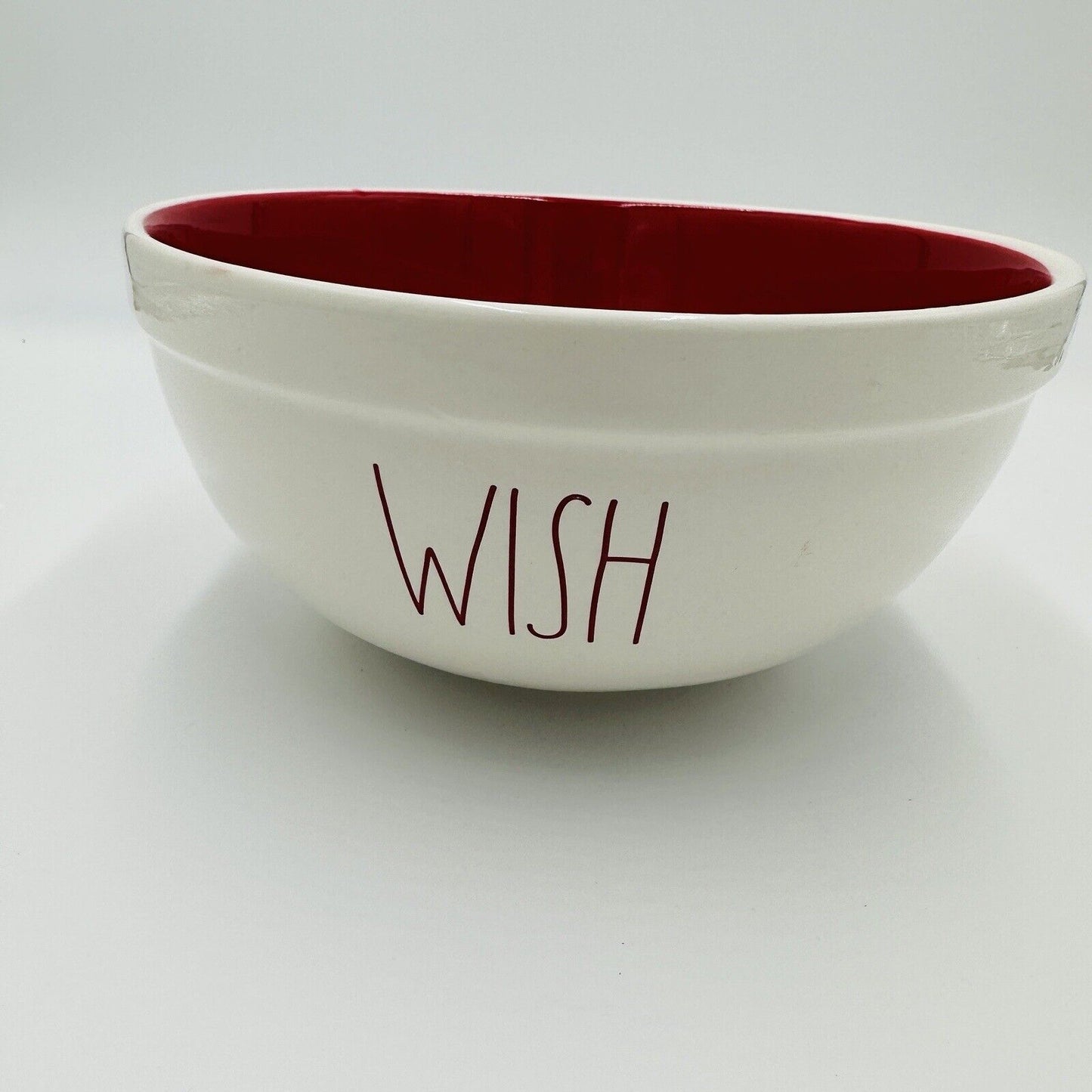 Rae Dunn By Magenta WISH Medium Mixing Bowl With Red LL And Red Interior