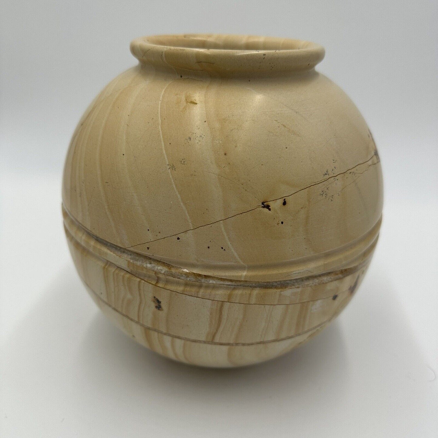 Sedlak Interior Marble Vase Urn USA Crackled Design Stone Heavy Home Decor