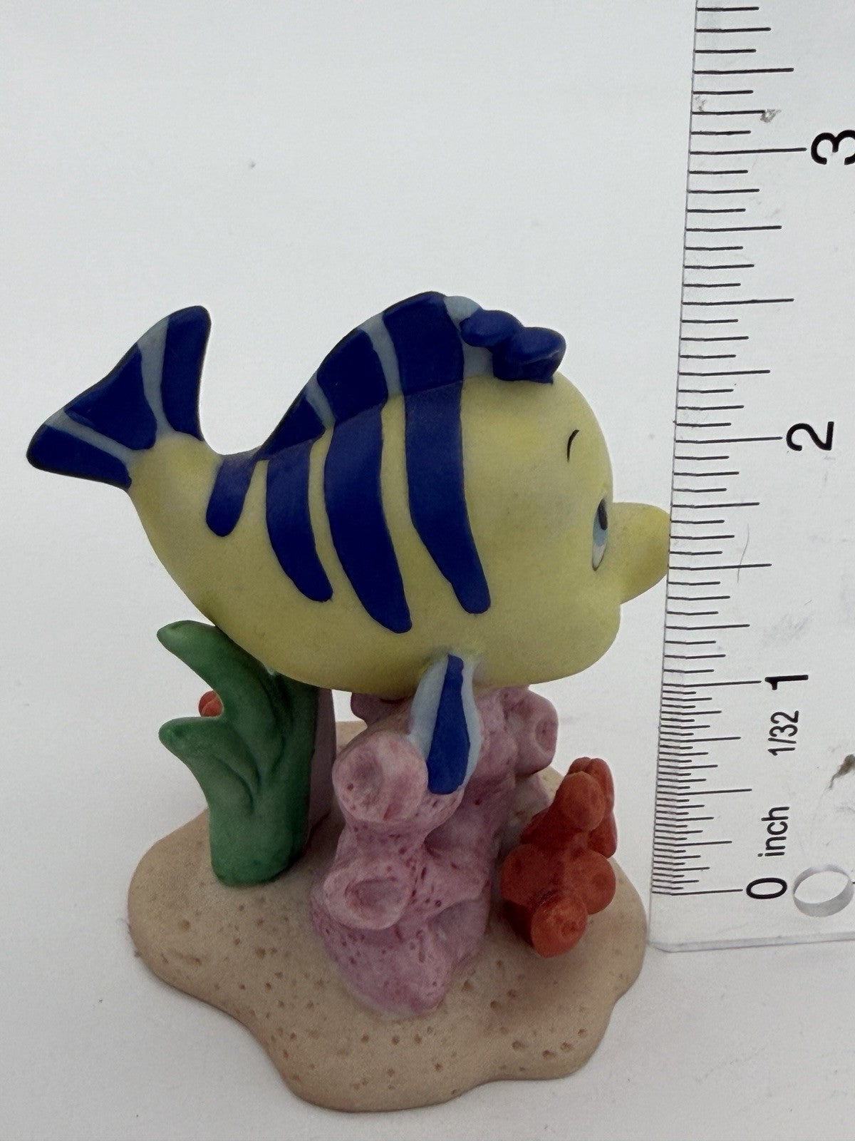 Disney Little Mermaid Flounder Fish Coral Reef Porcelain Figurine Painted 2.5”H
