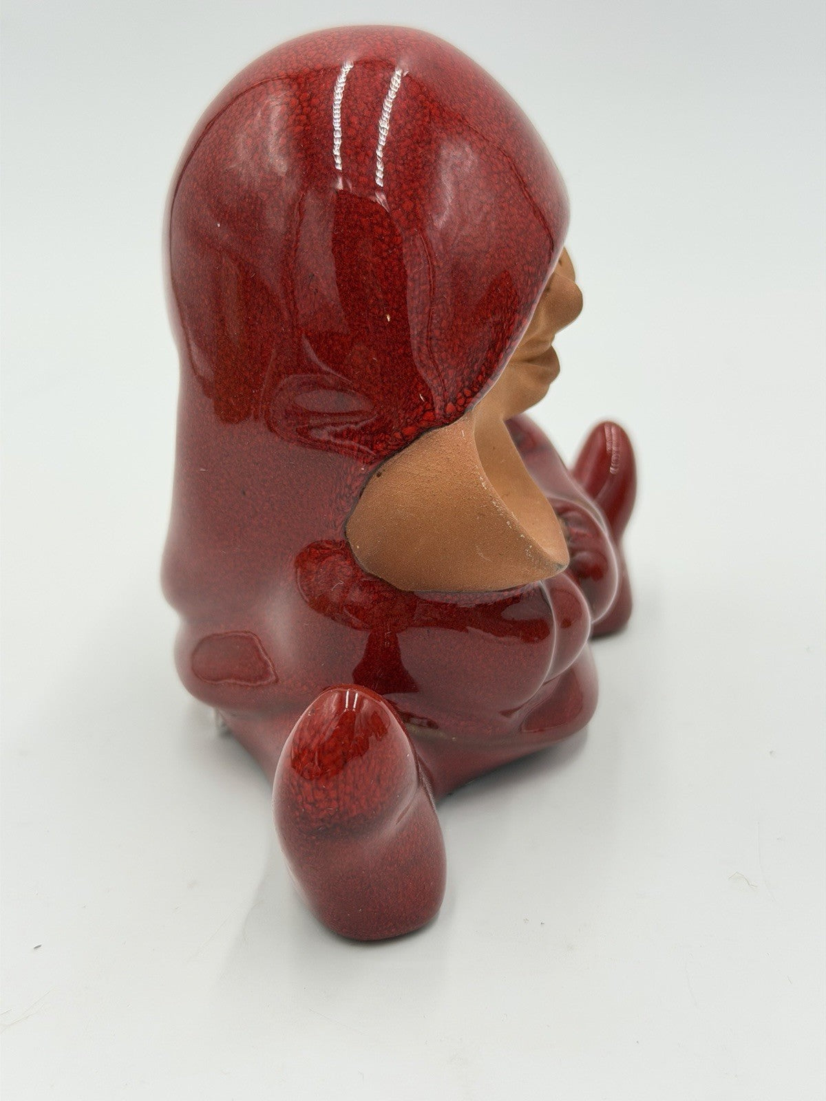 Swedish Pottery Nittsjo Red Tomte Gnome With Spoon 13148